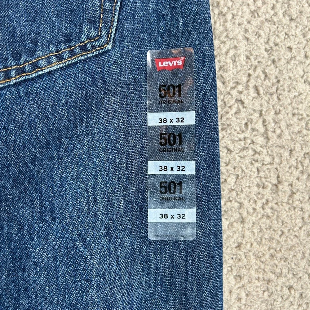 Levis 501 Original Mens 36x32 Dark Wash Blue Straight Leg Button Fly Jeans‎ New